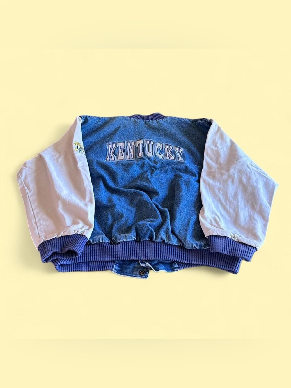 Vintage Kentucky Wildcats Denim Varsity Jacket Blue White Men’s XL - Picture 2 of 8